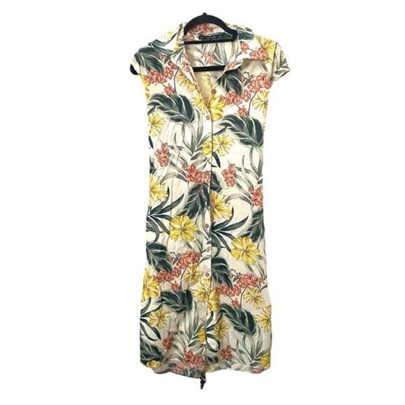 ZARA‎ Floral Belted Sundress Sz Sm - Picture 2 of 6